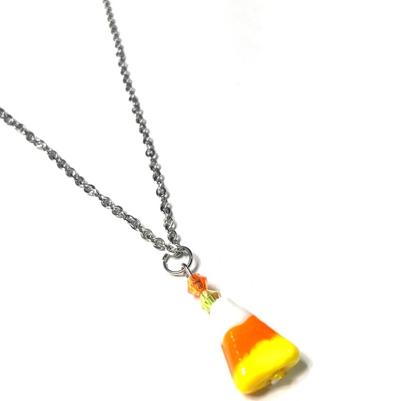 Handmade Candy Corn Pendant Women Halloween Fall Thanksgiving Party Gift - Picture 3 of 6